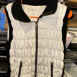 Calvin-klein Women's White and Black Gilet